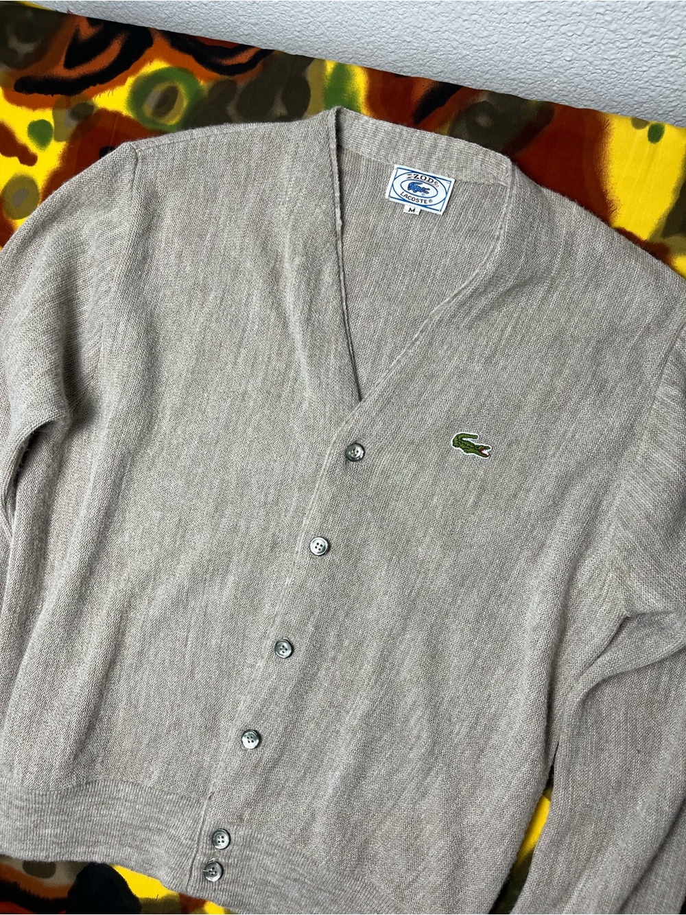 Vintage Lacoste gray cardigan with crocodile logo Izod tag